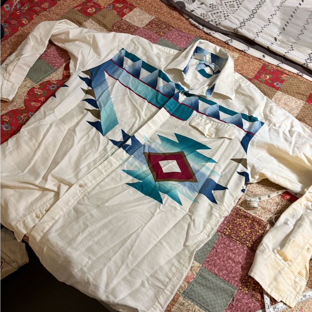 Vintage roper rodeo blue southwestern Men's XX- Large Multicolor Geometric Shirt